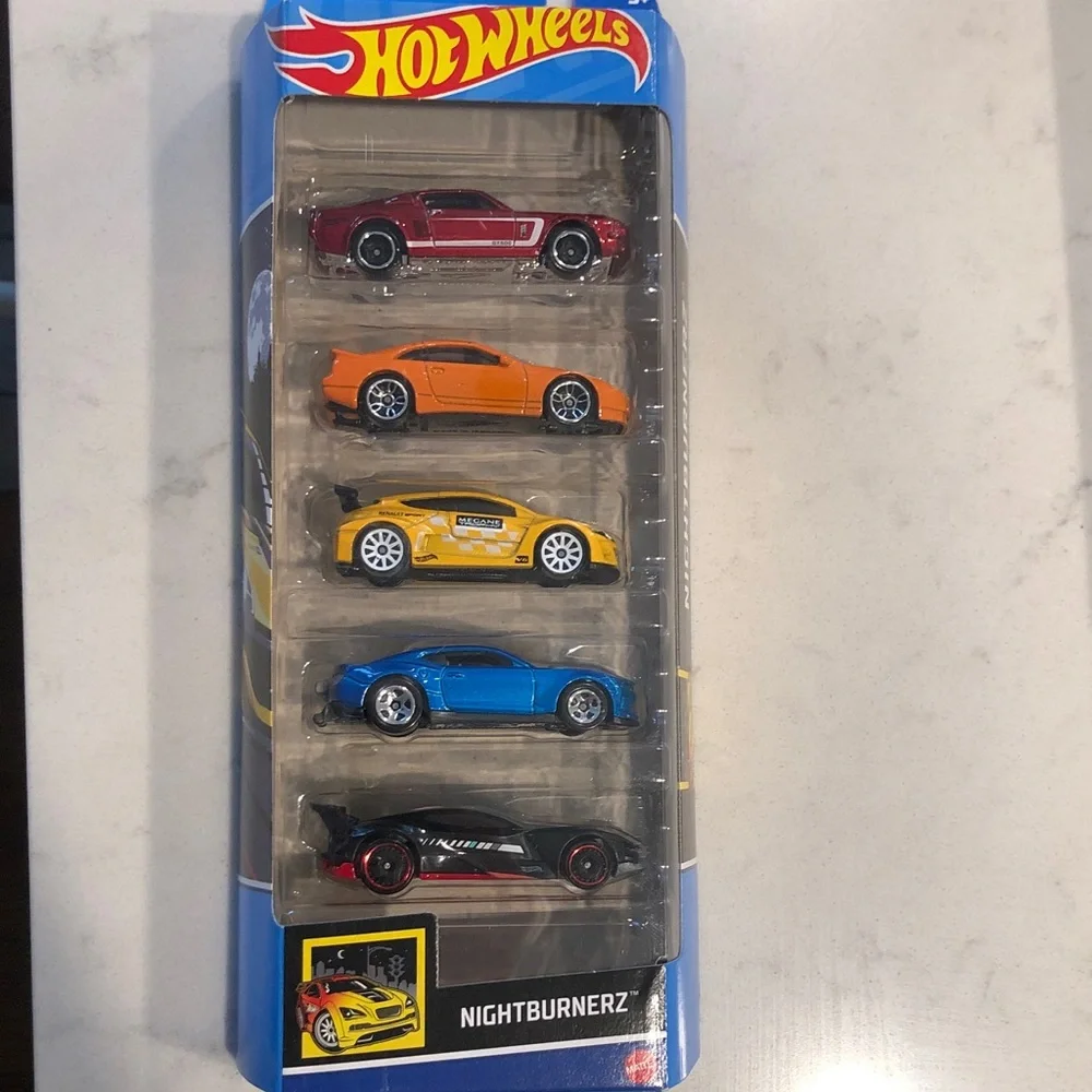 Mattel Hot Wheels Nightburnerz 5-Pack - Red, Orange, Yellow, Blue, Black